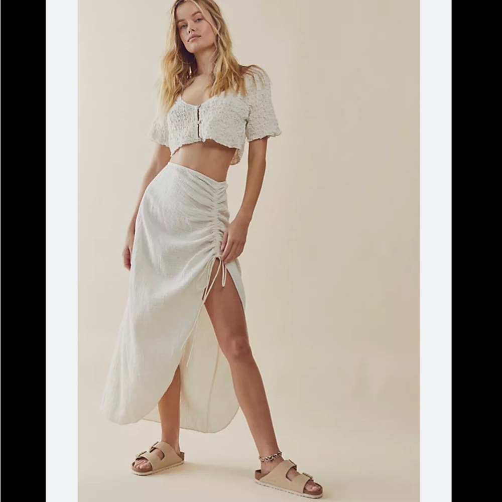 Free People Cerine Ruched Midi Skirt